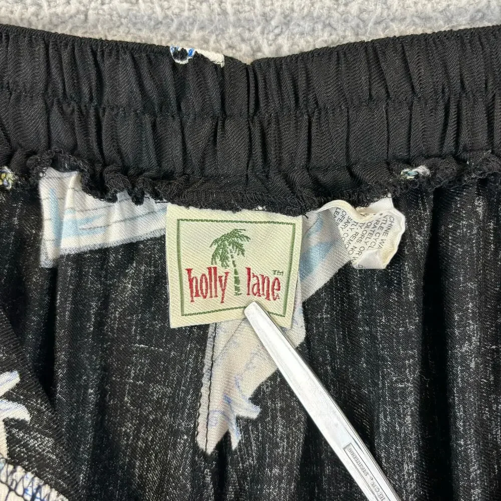 90s Novelty Pant Medium Artsy Ecclectic Retro AOP Wide Leg Crop Holly Lane VTG - Picture 13 of 15